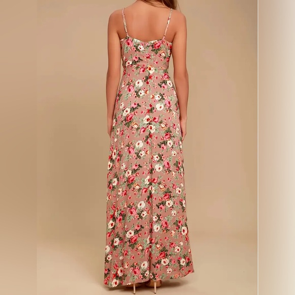 NWT Lulus Everlasting Bliss Blush Floral Print Maxi Dress MEDIUM - Picture 2 of 9